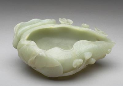 图片[3]-Jade brush washer in the shape of a lotus leaf, Qing dynasty (1644-1911)-China Archive